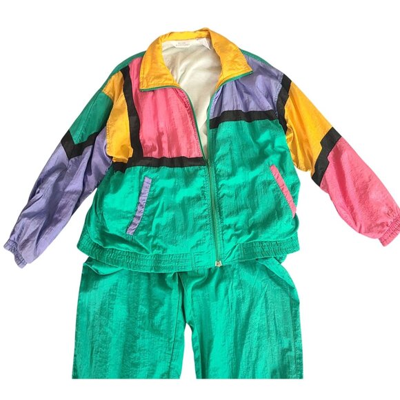Vintage Blair Boutique Color Blocking Windbreaker 1980's Tracksuit Size L - Picture 3 of 16